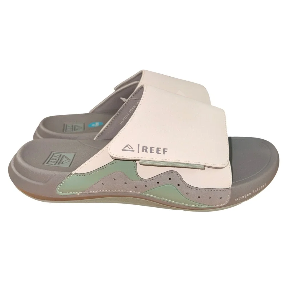 NEW Reef Swell Cruiser Slide Mens 11 Sandals Grey Green CJ6222 Nitrogen Infused